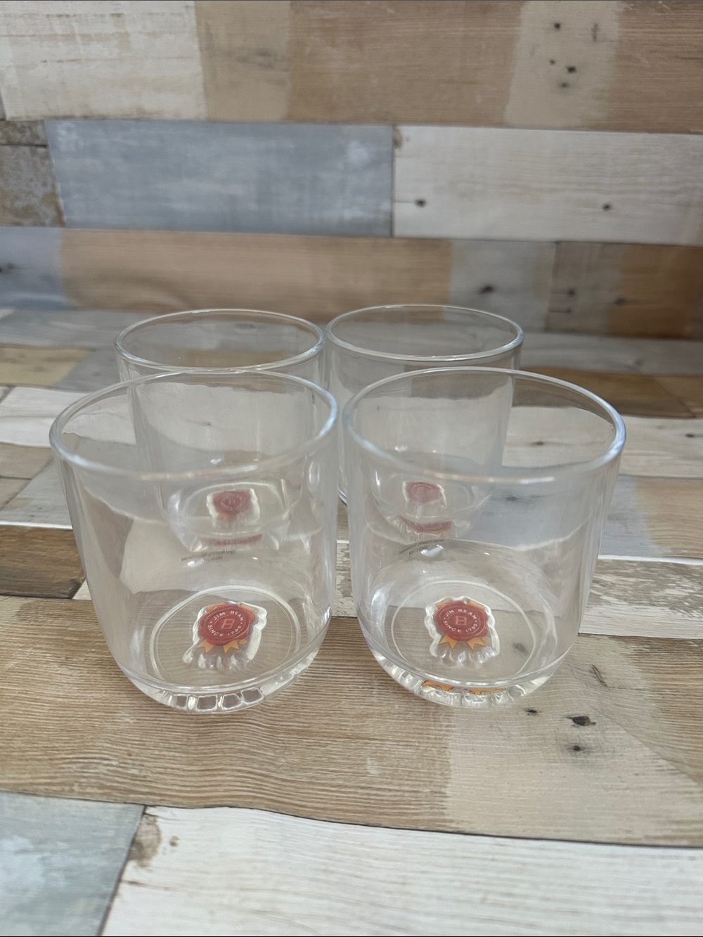 Jim Beam Bourbon Lowball Rocks Bar Glasses - Set of 4 -